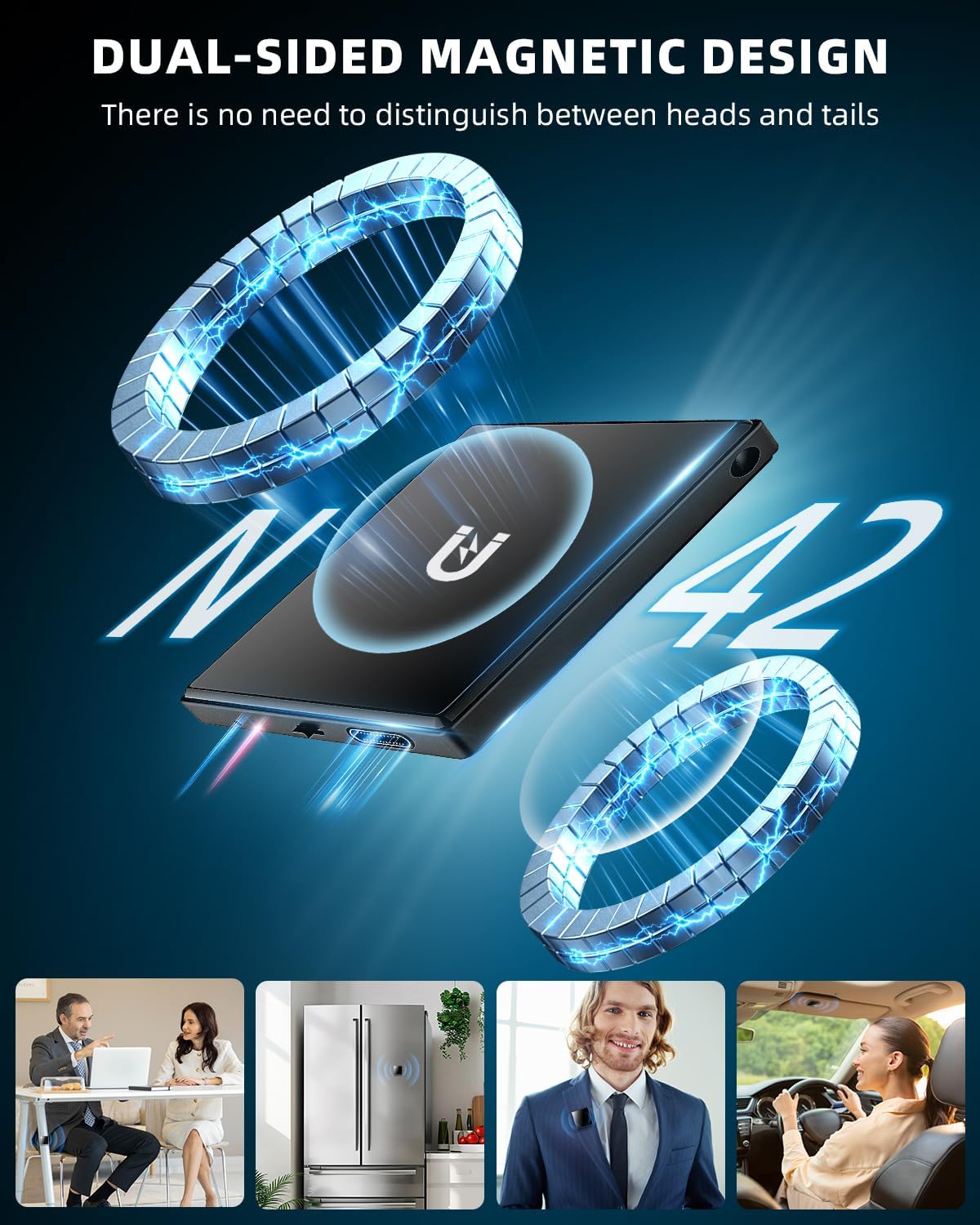 3072Kbps Magnetic Voice Recorder,Audio Recorder with AI-Triple Intelligent Noise Cancellation,128GB Recording Device with 9200Hours Store, Voice Activated Recorder for Lectures, Meetings, Intervie