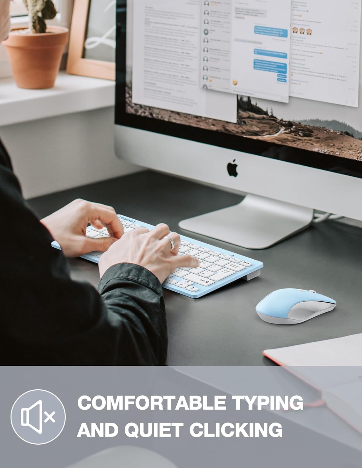 TECKNET Keyboard and Mouse Wireless - Compact 2.4GHz Wireless Keyboard and Mouse Combo with Adjustable DPI, Ultra-Quiet Clicks, Lag-Free Performance for Computer, Laptop, PC, Windows, Mac, Chrome OS