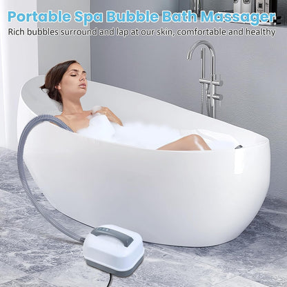 Electric Bubble Massage Bath Mat, Waterproof Massaging Spa, Body Bubbling Bath Thermal Massager Machine with Remote & Pillow, Motorized Air Pump & Adjustable Bubble Settings US Plug