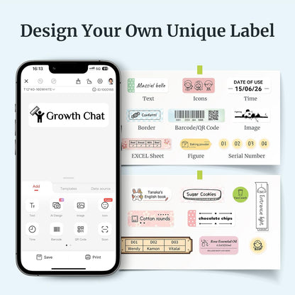 NIIMBOT D110 Mini Label Maker Machine with Tape(Pre-Cut Size 12x40mm), Portable Bluetooth Sticker Printer, Inkless Automatic Feeding One-Touch Custom Printing, Compatible with Phone Only