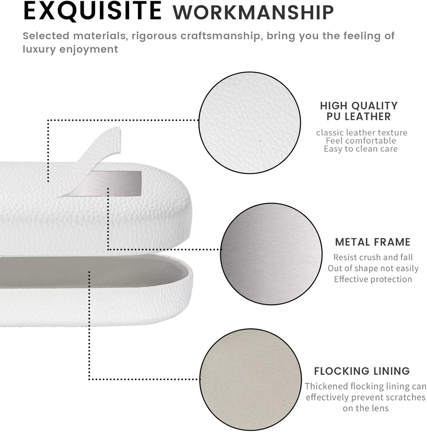 molshine Hard Shell Leather Sunglasses Case,Classic Large Glasses Case for Women Men,Sunglass Eyeglasses