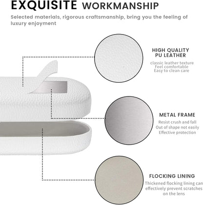 molshine Hard Shell Leather Sunglasses Case,Classic Large Glasses Case for Women Men,Sunglass Eyeglasses