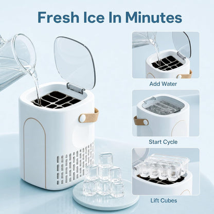 Portable Mini Ice Maker Machine, Compact Ice Making Appliance for Home Kitchens, Offices, Travel and Small Spaces, Convenient Ice Maker for Cold Drinks, Refreshments and Daily Use Blue