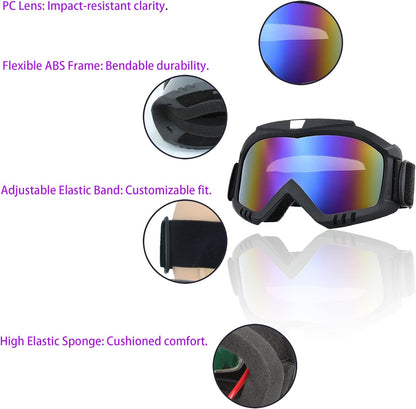 2 Pieces Motorcycle Goggles with Adjustable Face Mask,Dirt Bike ATV Motocross MX Riding Offroad Cycling Protective Glasses