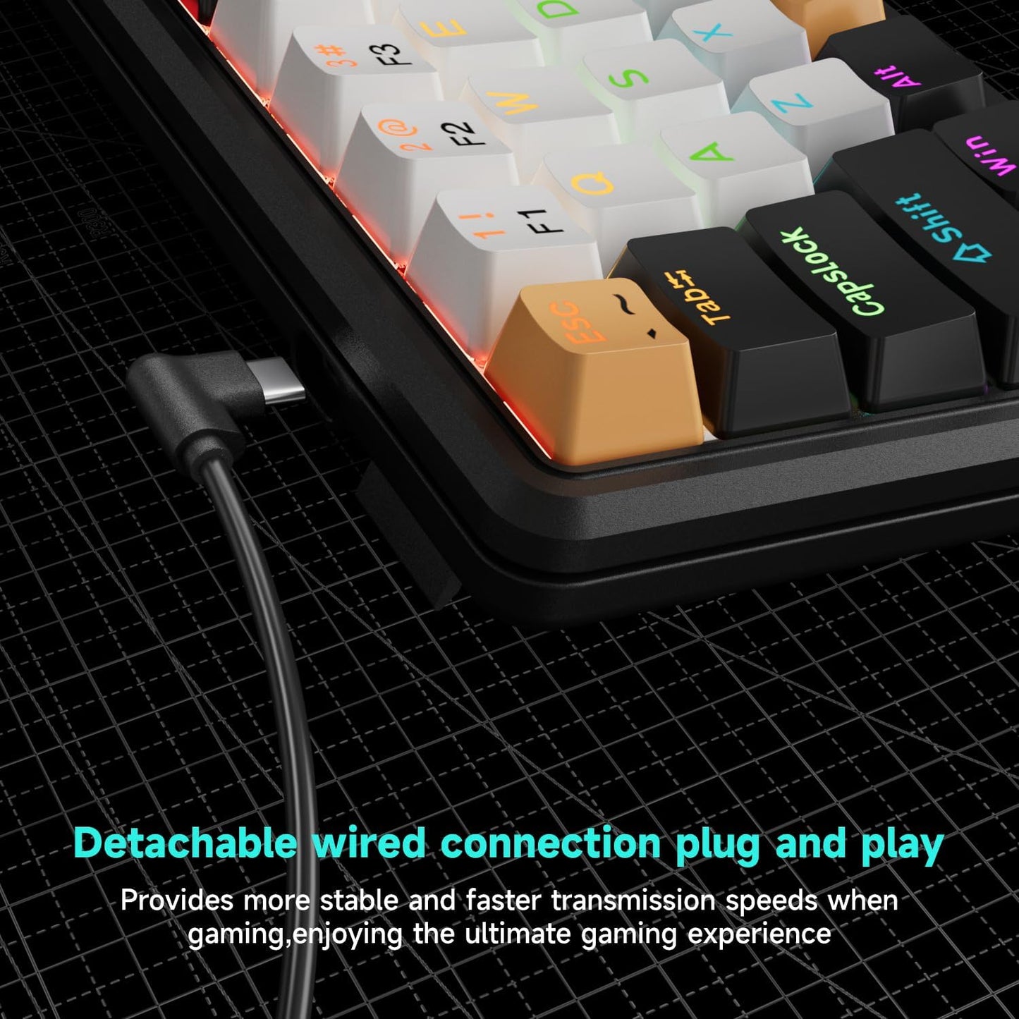 75% Mechanical Gaming Keyboard with Volume Knob, Wired Backlit Keyboard with 10 Rainbow Backlit Modes, Red Switch 77 Keys Compact Anti-Ghosting Gaming Wired Keyboard for PC Laptop Mac Gamer