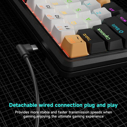 75% Mechanical Gaming Keyboard with Volume Knob, Wired Backlit Keyboard with 10 Rainbow Backlit Modes, Red Switch 77 Keys Compact Anti-Ghosting Gaming Wired Keyboard for PC Laptop Mac Gamer