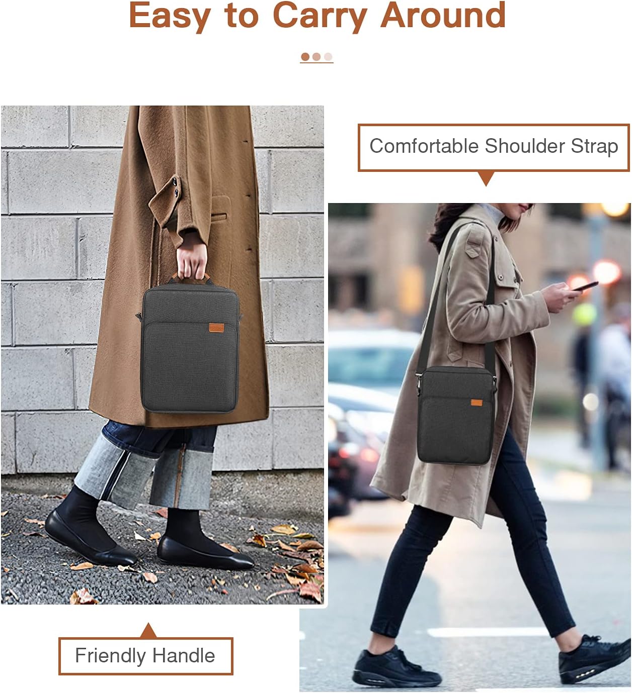 MoKo 13.3-14 Inch Laptop Sleeve Bag Fits MacBook Pro M3/M2 14" 2023, MacBook Pro 13" M2, New MacBook Air 13.6" M3/M2 2024/2022,Tab S8 Ultra 14.6",Handle Carrying Case with Shoulder Strap, Black & Gray - PuriLite