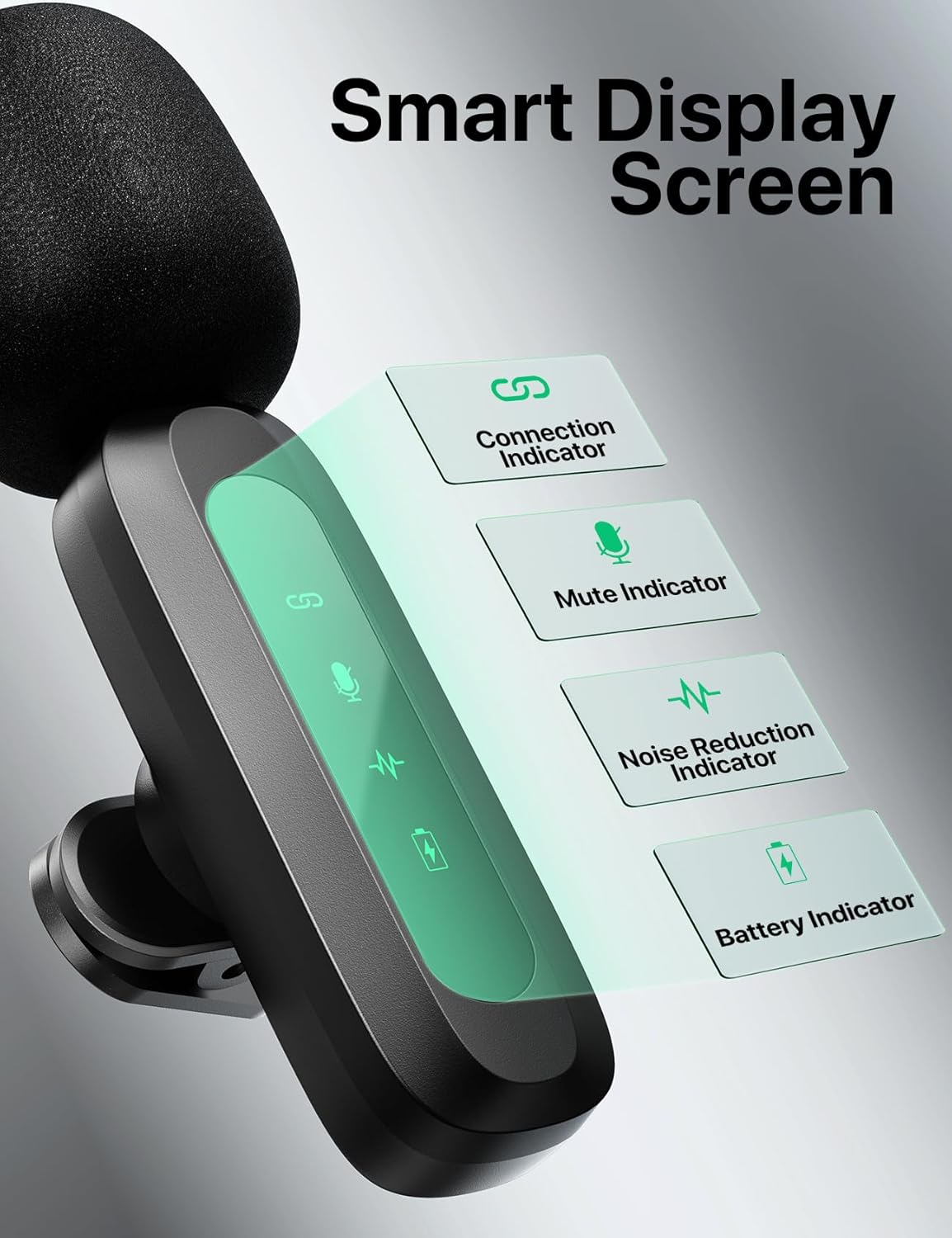 AXUAXU 2025 Upgraded Mini Wireless Lavalier Microphone with LED Display, USB-C Clip-on Mic for iPhone, iPad, Android, PC, Small Lapel Mic for Recording YouTube Video Podcast Vlog