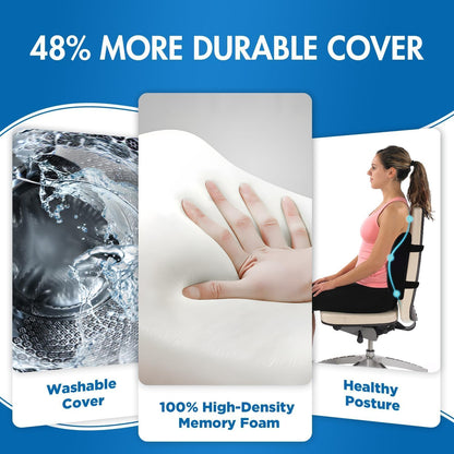Gel Lumbar Support for Office Chair Back Support for Lower Back Pain Relief Cooling Chair Back Support Cushion Improves Posture Back Rest Memory Foam Back Support Pillow for Gaming Chair, Driving Seat