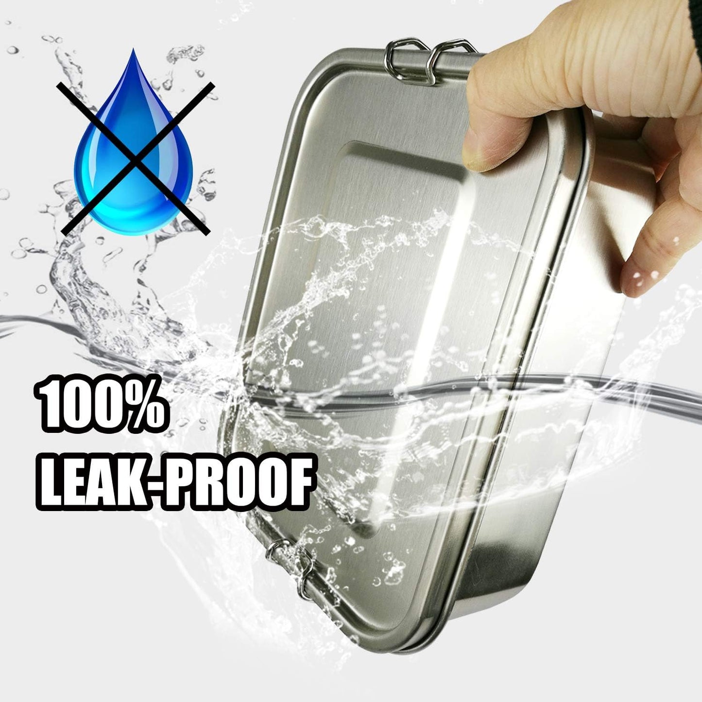 UPTRUST Leak Proof Stainless Steel Bento Lunch Container, (47OZ/1400ML) Metal Bento Lunch Box for Kids or Adults, 3 Compartment Packing Box for Work Lunch