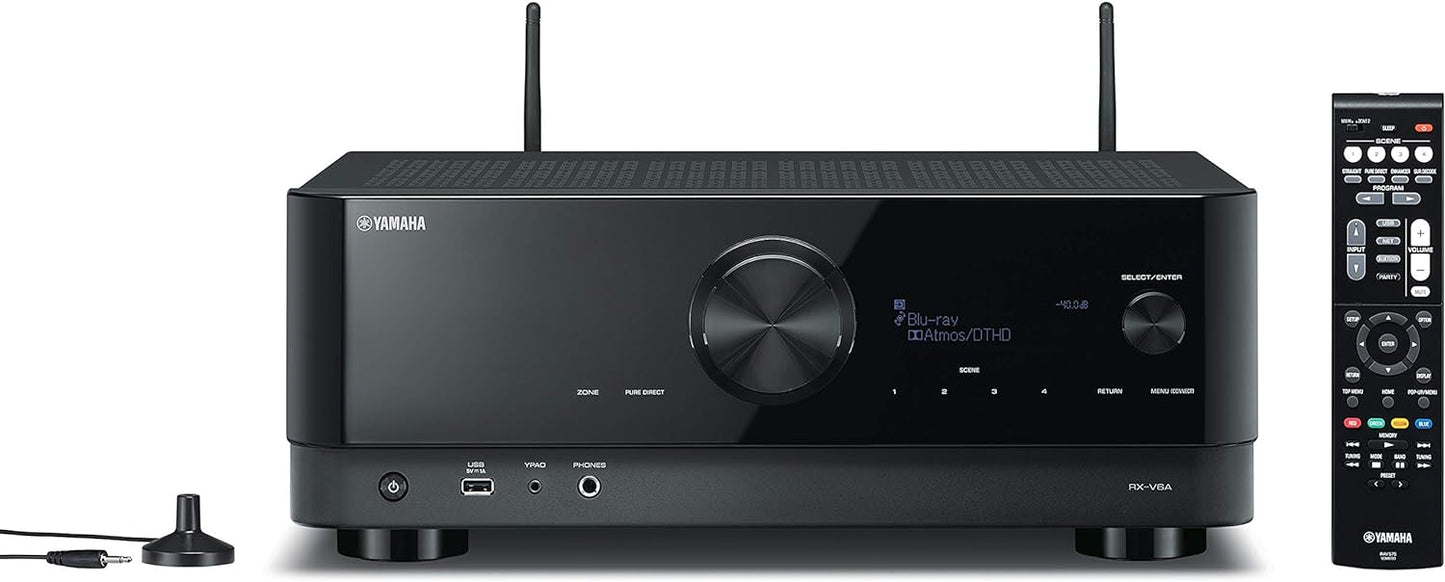 Yamaha RX-V6A Home Theatre Receiver, 7.2 Channel, 4K/120Hz and Dolby Atmos Capable, Built-in USB Port with WiFi, MusicCast and Amazon Alexa Capable