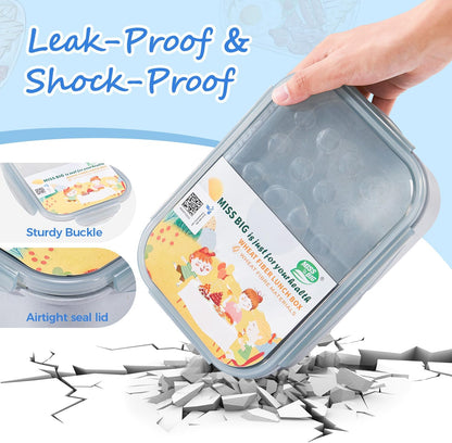 MISS BIG® Bento Box,Lunch Box Adult,Ideal Leak Proof Lunch Containers,Mom's Choice Lunch Box for Kids,No BPAs and No Chemical Dyes,Microwave and Dishwasher Safe Lunch Container (1900ml White)
