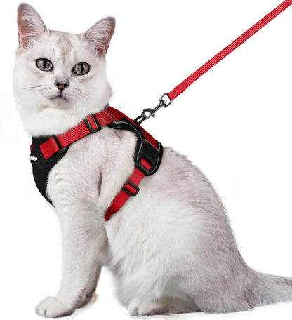 rabbitgoo Cat Harness and Leash for Walking, Escape Proof Soft Adjustable Vest Harnesses for Small Medium Cats, Easy Control Breathable Reflective Strips Jacket, XS, Black