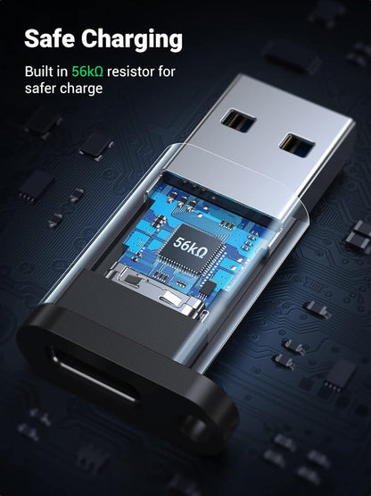 UGREEN USB C Adapter USB 3.0 A Male to Type C Female Converter Connector Fast Charge, 5Gbps Sync, Audio, Compatible for iPhone 11, Galaxy S23 S22 S9 S8 Plus A70 A50 A20e, Google Pixel 4 3a X, P30 Pro