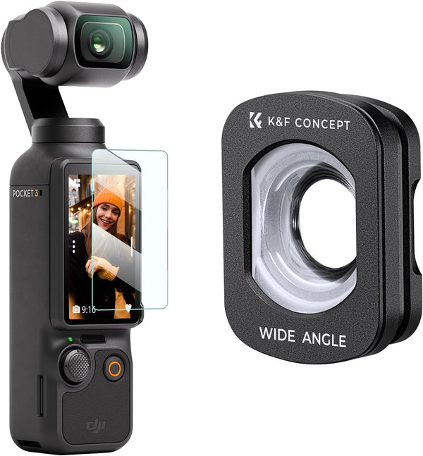 K&F Concept Wide-Angle Lens Compatible with DJI Osmo Pocket 3, Magnetic Attach/Multi-Coated/Optical Glass - PuriLite