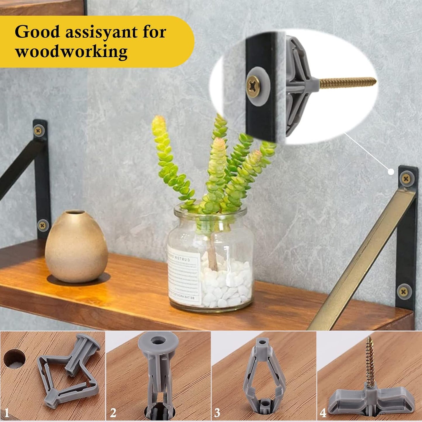 Drywall Anchor kit - Hollow Wall Anchors with Screws ，self-Drilling Hollow Wall Anchor, for Drywall，Nylon - Plastic - Buildex,60pcs (Anchor 30pcs+screw 30pcs)