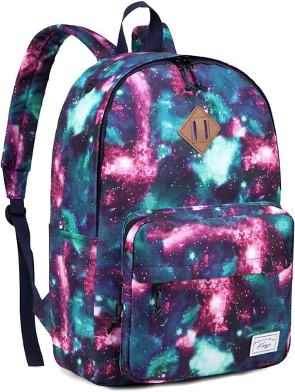 School Backpack, Kasqo 15.6 Inch Classic Lightweight Water-Resistant Backpack for Men Women Teens Girls Boys Kids to School, College, Travel, Work, Black