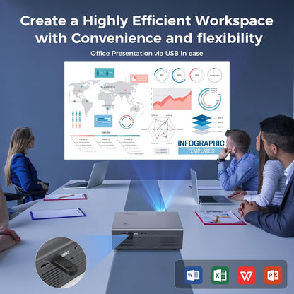 [Auto Focus/4K Support] Projector with WiFi 6 and Bluetooth 5.2, 850ANSI Native 1080P Outdoor Movie Projector, iSinbox Vertical Keystone Smart Projector 50% Zoom for iOS/Android/TV Stick