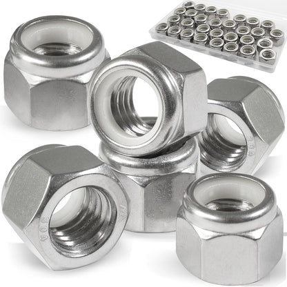 Vifmy 110 Pack 1/4"-20 Inch Lock Nuts,304 (A2-70) Stainless Steel Nylon Insert Locknuts,Standard Inch Thread Nylock Nuts for Bolts