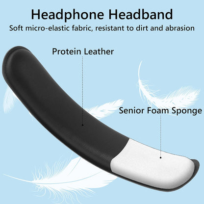 Geekria Hook and Loop Headband Cover + Pad Set, Protector with Zipper Closure Compatible with Medium Sized Headphones, Easy DIY Installation (Protein Leather/Black)