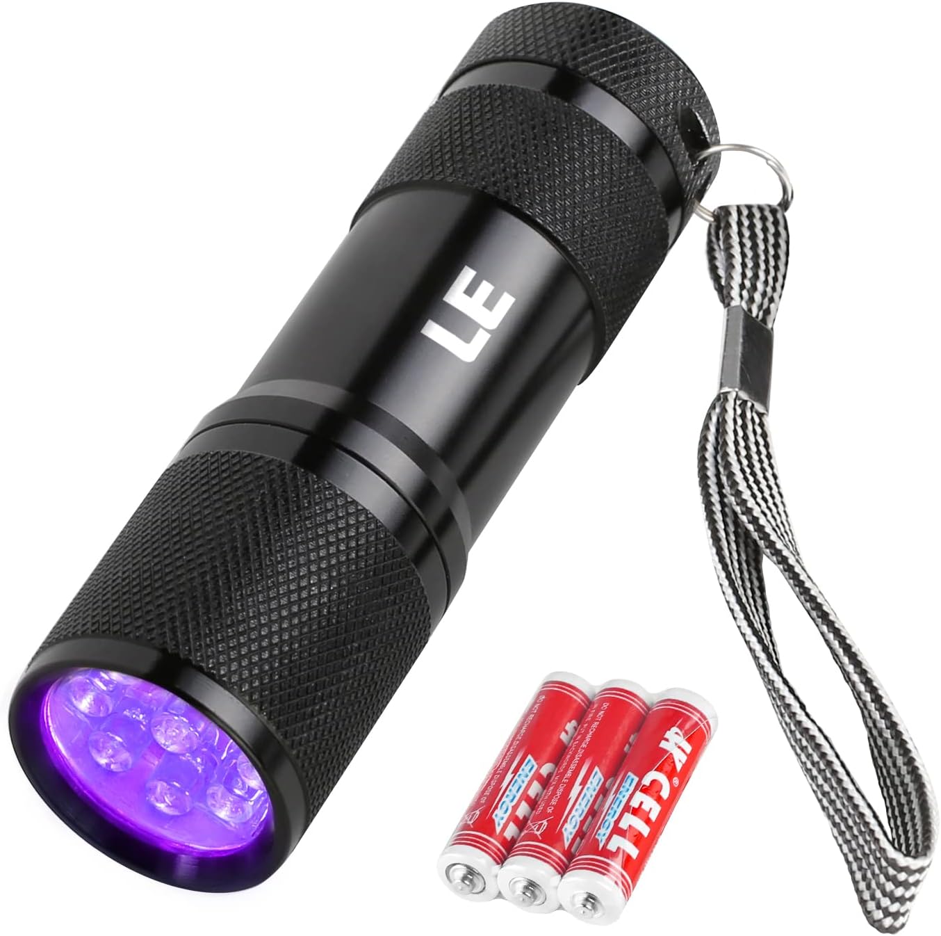 Handheld UV Flashlight 395nm Ultraviolet Black Light with Batteries Included – Portable Stain Detection Tool for Home and Travel
