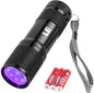 Handheld UV Flashlight 395nm Ultraviolet Black Light with Batteries Included – Portable Stain Detection Tool for Home and Travel