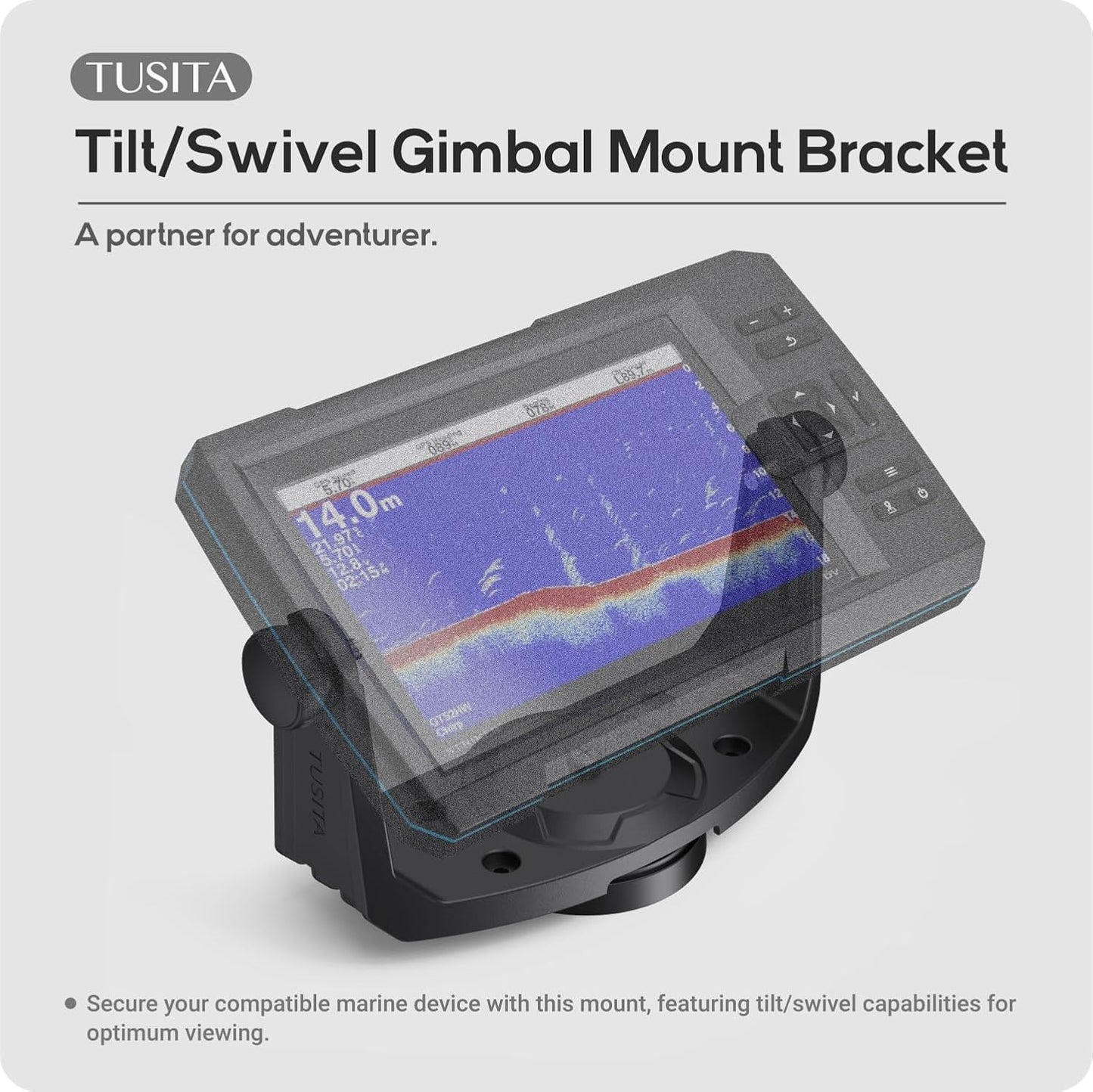 TUSITA Fish Finder Tilt/Swivel Gimbal Mount Bracket and Knobs Compatible with Garmin Striker 5cv 5dv 7cv 7dv 7sv,Vivid 5cv 7cv 7sv,ECHOMAP UHD2 5" 7" cv 010-12439-01