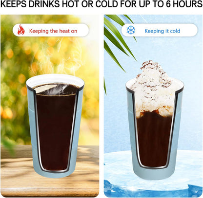 18oz Mug with Ceramic Coating Inside, Insulated Coffee Mug with Lid, Leak Proof Coffee Travel Mug, Travel Coffee Mug Fits in Car Cup Holder