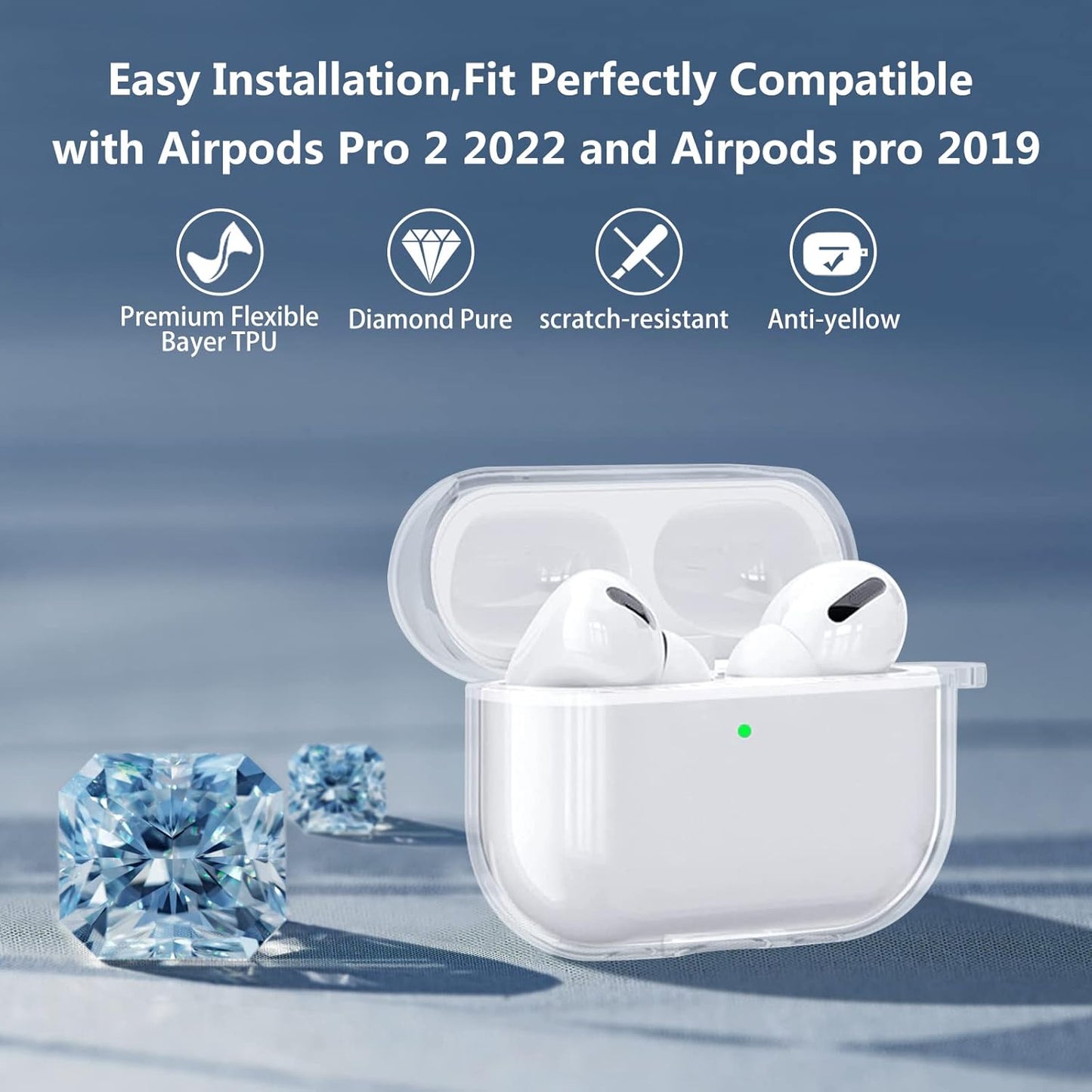 Aircawin for Airpods 4 Case Cover,Shockproof Case for Airpods 4th Generation Case Cover 2024,Premium Silicon Case with Keychain and Cleaing Pen for Airpods 4 Gen, Wireless Earphone Accessories-Blue