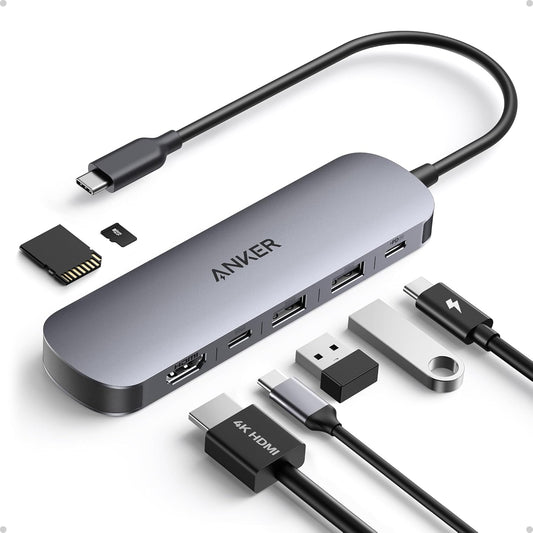 7-in-1 USB-C Hub with 4K HDMI & Power Delivery | Multi-Port USB Adapter with Card Reader for Laptops - PuriLite