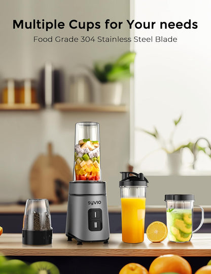 Smoothie Blender Syvio 600W,Juice and Shakes,Personal Blender with 2 Speed Control, Mini Blender with 2 BPA-Free 20 Oz Portable Blender Cups,Nutritious Recipe,Personal Blenders for Smoothies Shake