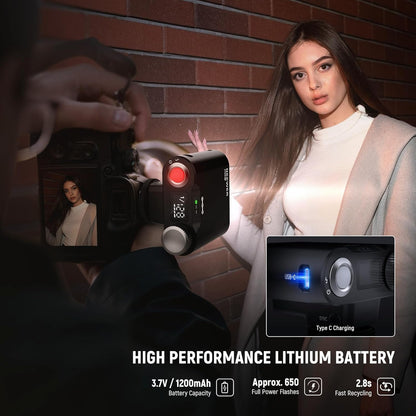 NEEWER Z160 SE Camera Flash, 20Ws GN15 6000±200K Speedlight, Manual 1/1-1/128 Power & S1/S2 Mode 3.7V/1200mAh Battery 650 Full Power Studio Light, Compatible with Canon Nikon Sony Fuji Olympus Cameras