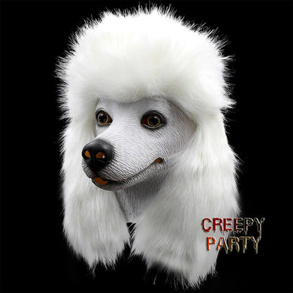 Dog Mask Poodle Head Face Costume Novelty Halloween Party Dressing Up Masks For Adults And Kids (White poodle)