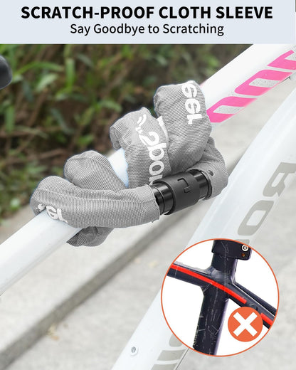 Sportneer Bike Lock Anti-Theft Bicycle Chain Lock Heavy Duty 0.32inch/8mm Thicker Motocycle Lock High Security with 2 Keys for Bike, Scooter, Moto, Door, Gate Fence