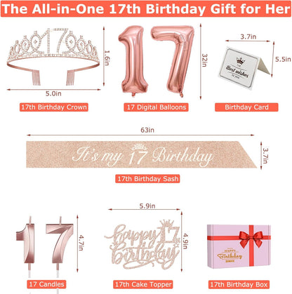 65th Birthday Decorations for Women, Including 65th Birthday Sash and Crown, Cake Topper and Candles, Number Balloons Rose Gold, 65 Year Old Gifts for Women