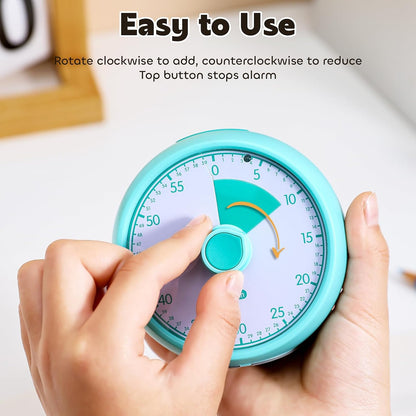 Visual Timer for Kids 60 Min - Silent No Ticking Countdown Clock for Classroom Home Focus ADHD | Minuteur Visuel Enfant Sans Bruit 60 Minutes Pour Classe Maison Concentration (Green)