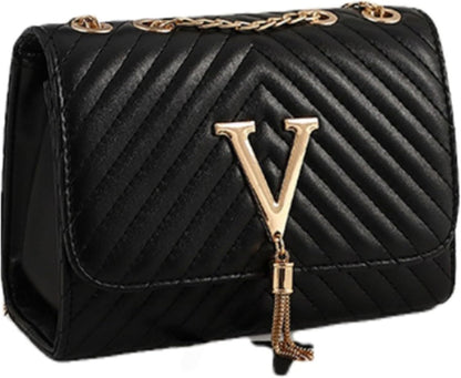 Purilite Select | Leather Clutch Crossbody Purse | V-Shape Evening Bag for Women | Chain Strap PU Leather Shoulder Bag