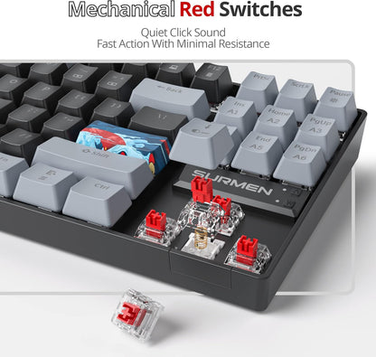 Owpkeenthy Full Size Green Mechanical Gaming Keyboard with Number Pad, Wired 100% Office NKRO Keyboard RGB Backlit 104 Keys with Red Switch for PC Gamer (104 Matcha)