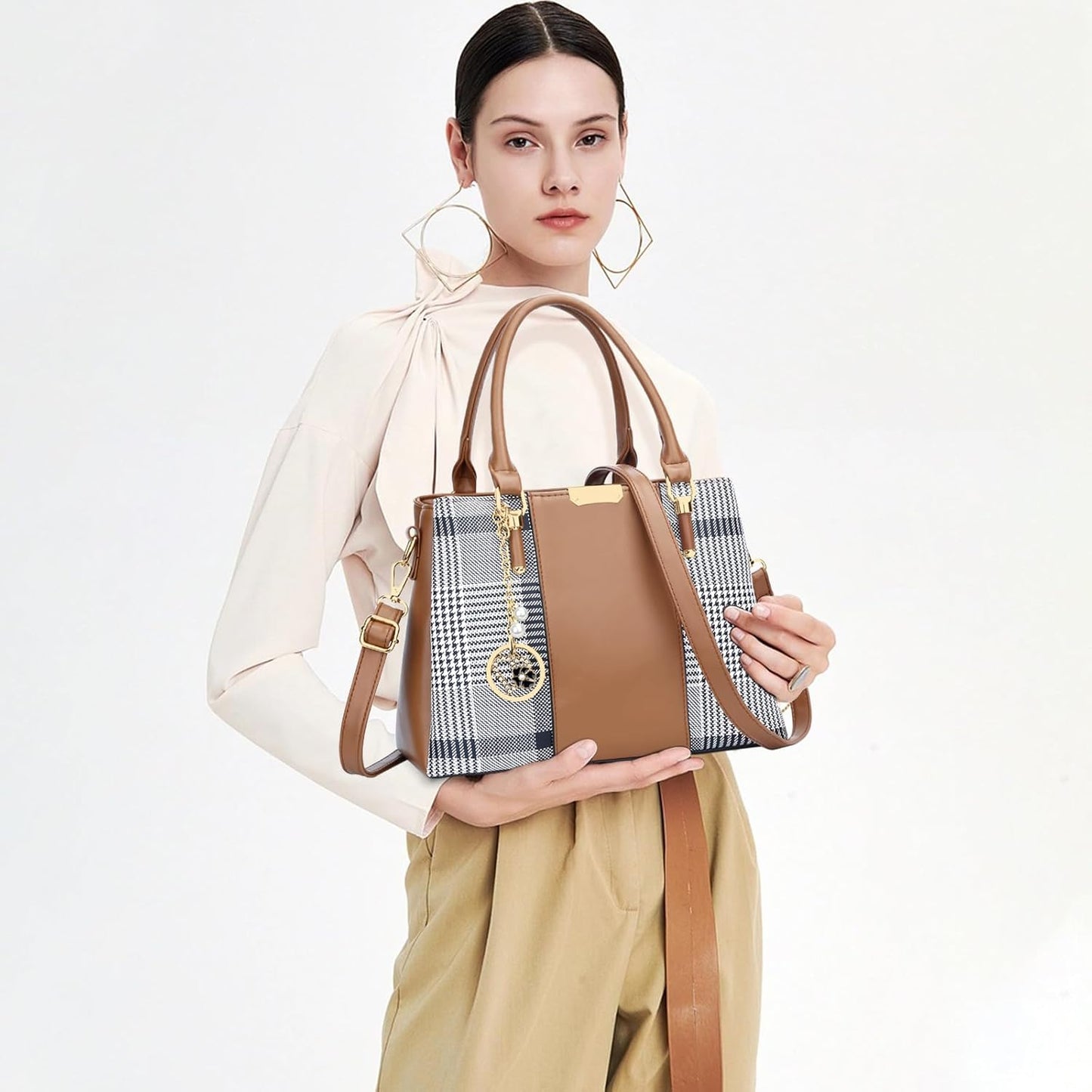 KKXIU Trendy Tote Bag for Women Lightweight Oxford Big Capacity Shoulder Purses and Handbags