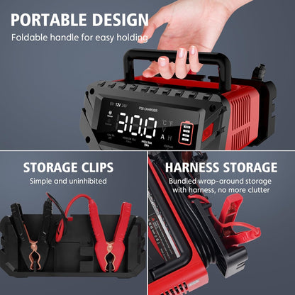 Lithium Lifepo4 Battery Charger,12V 24V Fully Automatic Car Battery Charger, 12 Volt-20A, 24 Volt-10A Trickle Charger maintainer, AGM Deep Cycle Battery Charger