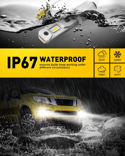 AUXITO H11 LED Headlight Bulbs, 400% Brighter 6500K White Wireless LED Headlights for H8 H9 H16 Fog Lights, DRL, Low Beam or High Beam, Direct Install Plug and Play, IP68 Waterproof, Pack of 2
