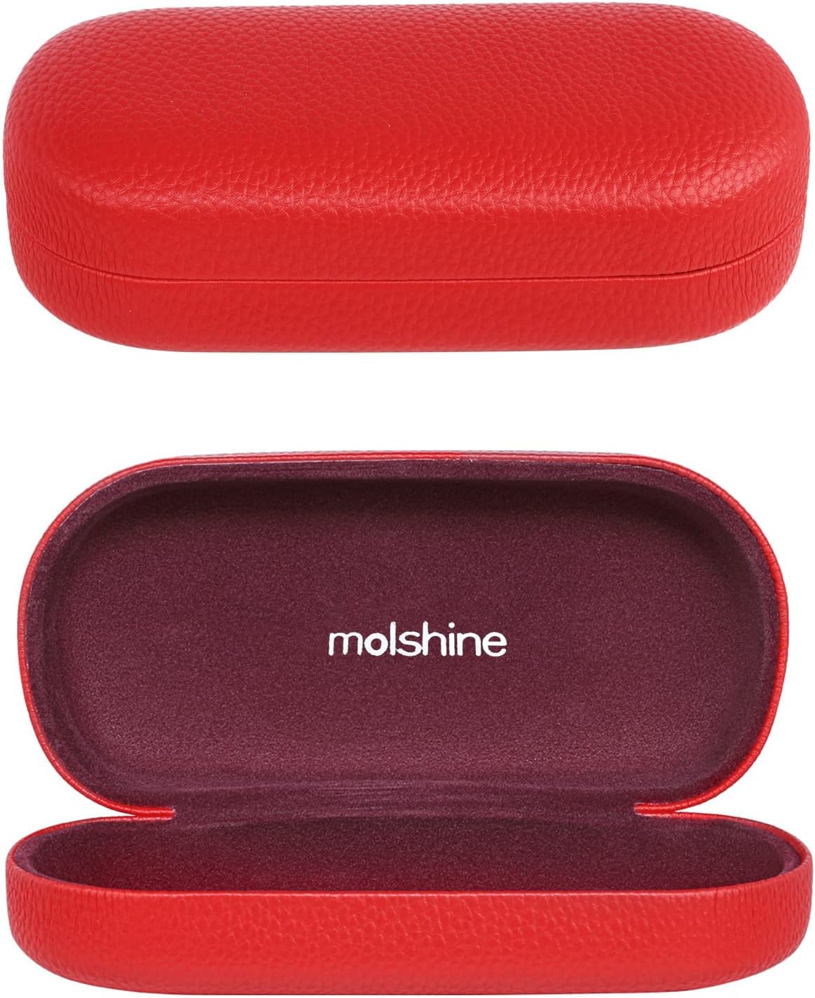 molshine Hard Shell Leather Sunglasses Case,Classic Large Glasses Case for Women Men,Sunglass Eyeglasses