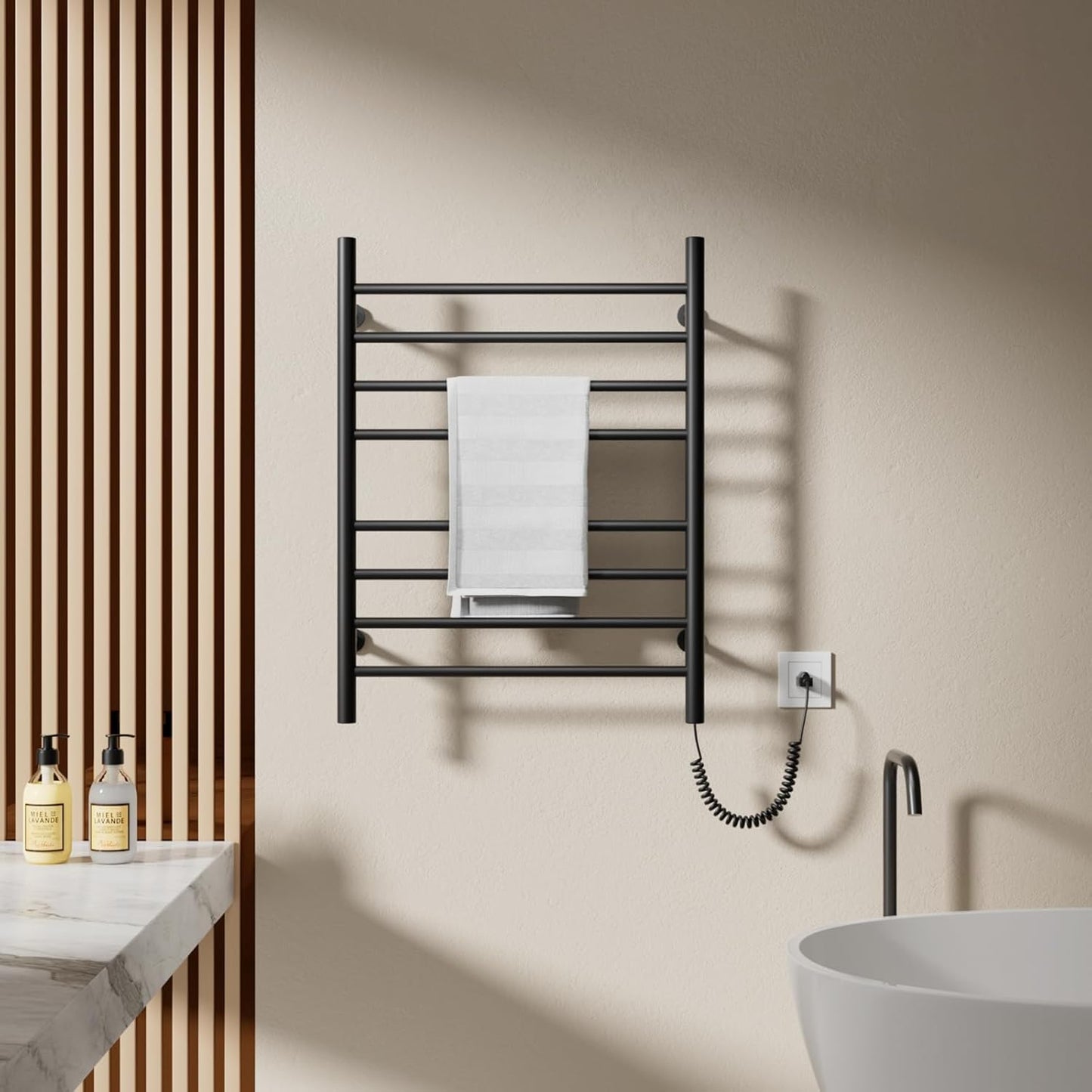 POPFLY Heated Towel Rack, Wall Mounted Electric Hot Towel Warmer, 4-Bar 304 Stainless Steel Small Heated Towel Warmer Rack for Bathroom with Timer and Temperature Control, Brushed