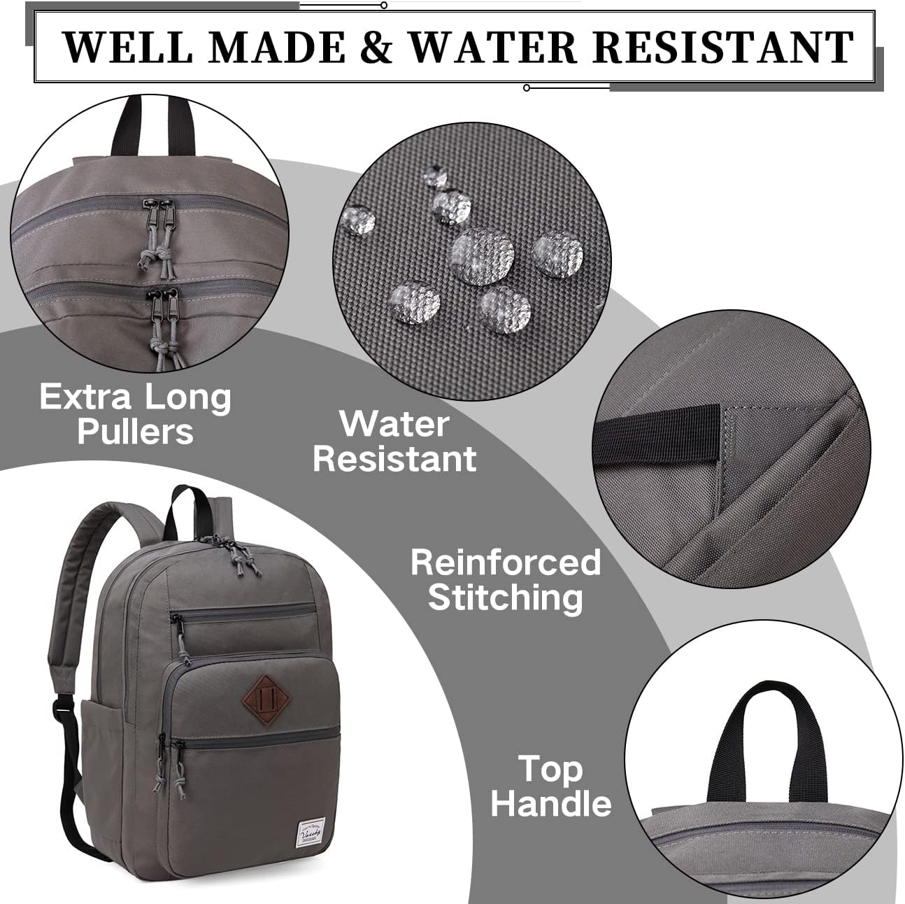 School Backpack for Men Women,Vaschy Lightweight School Bag Bookbag Casual Daypack for High School/College/Teens/Travel/Work