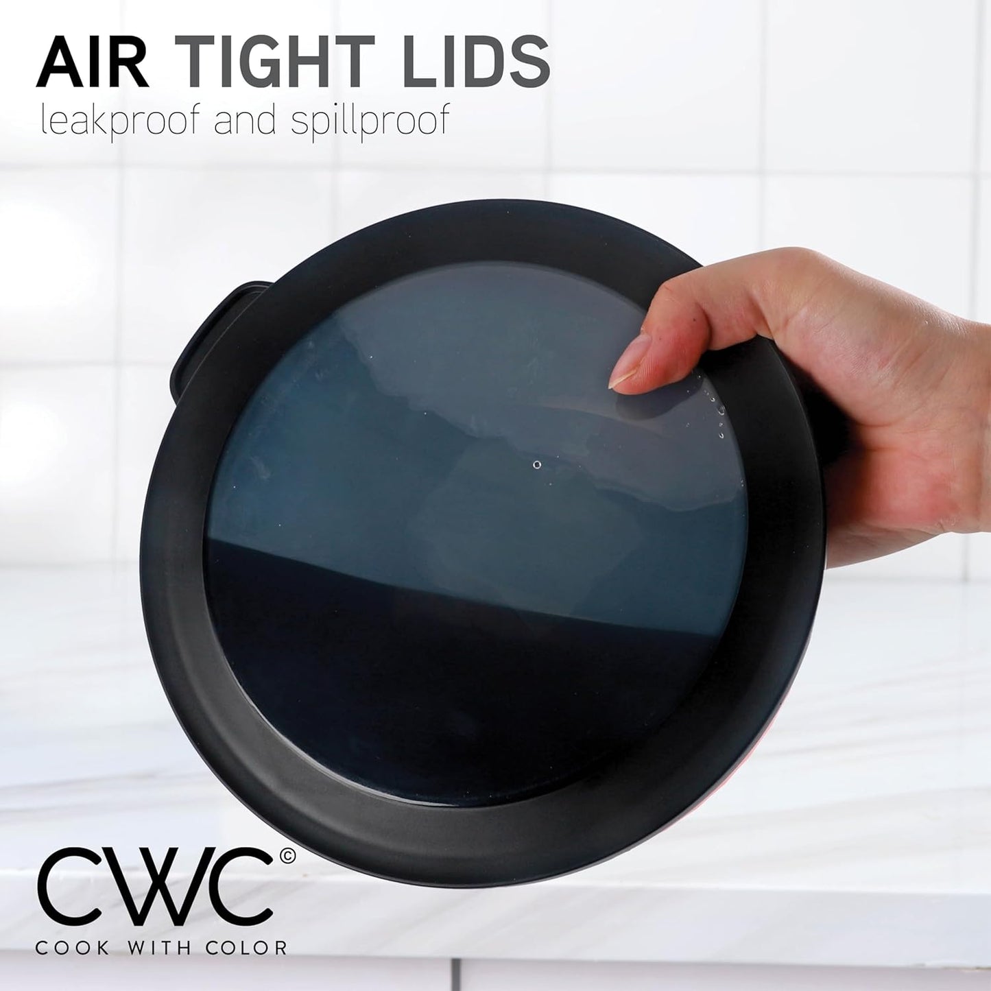 COOK WITH COLOR Mixing Bowls with TPR Lids - 12 Piece Plastic Nesting Bowls Set Includes 6 Prep Bowls and 6 Lids, Microwave Safe Mixing Bowl Set (Green)