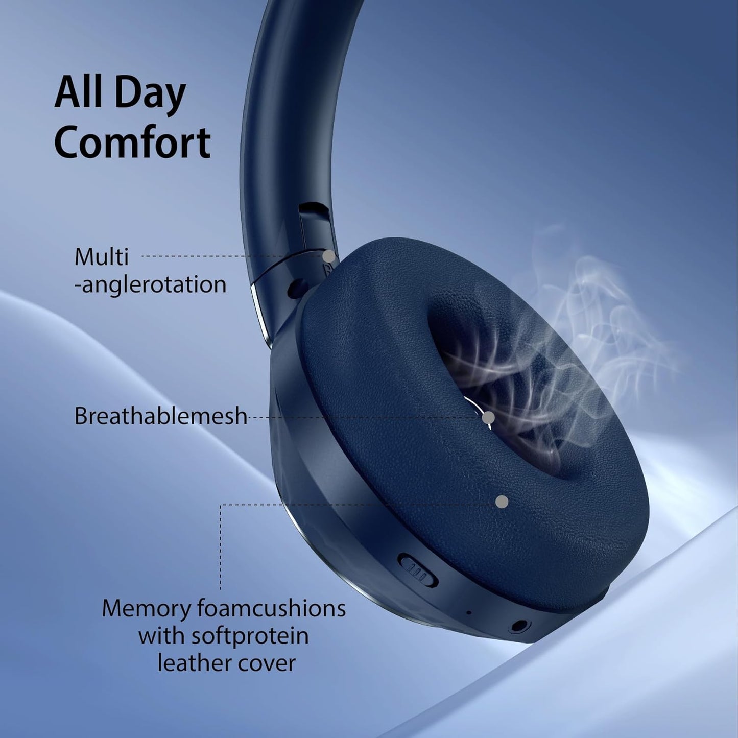 Active Noise Cancelling Headphones, 100H Playtime Headphones Bluetooth Wireless, Bluetooth Headphone Over Ear with Built-in Mic, Wireless Headphone for Travel, Home, Office, Call, Music, Meeting