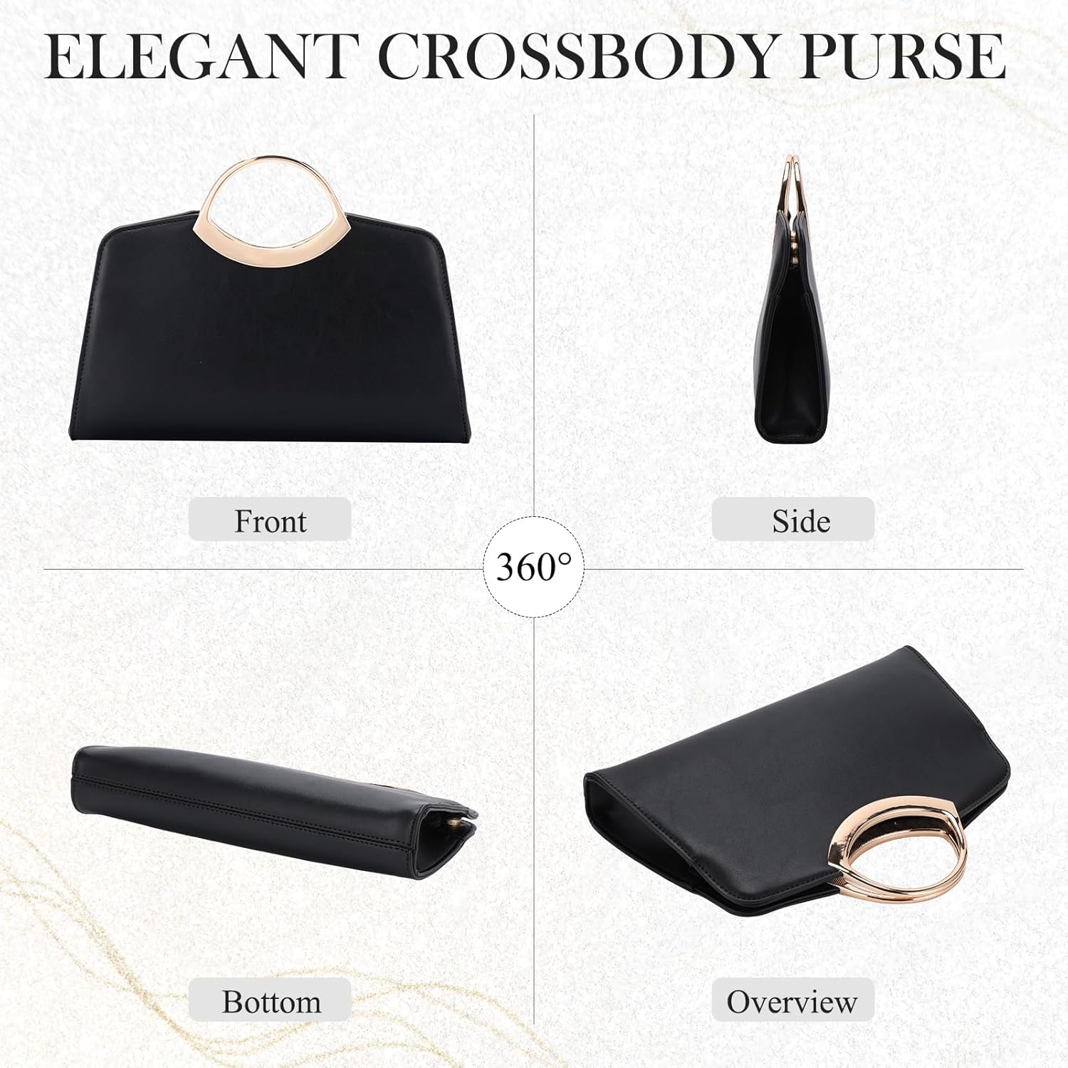 KASQO Clutch Purse for Women,Fashion Vegan Leather Evening Bag Formal Handbag Crossbody Bag for Party Wedding Cocktail Prom - PuriLite
