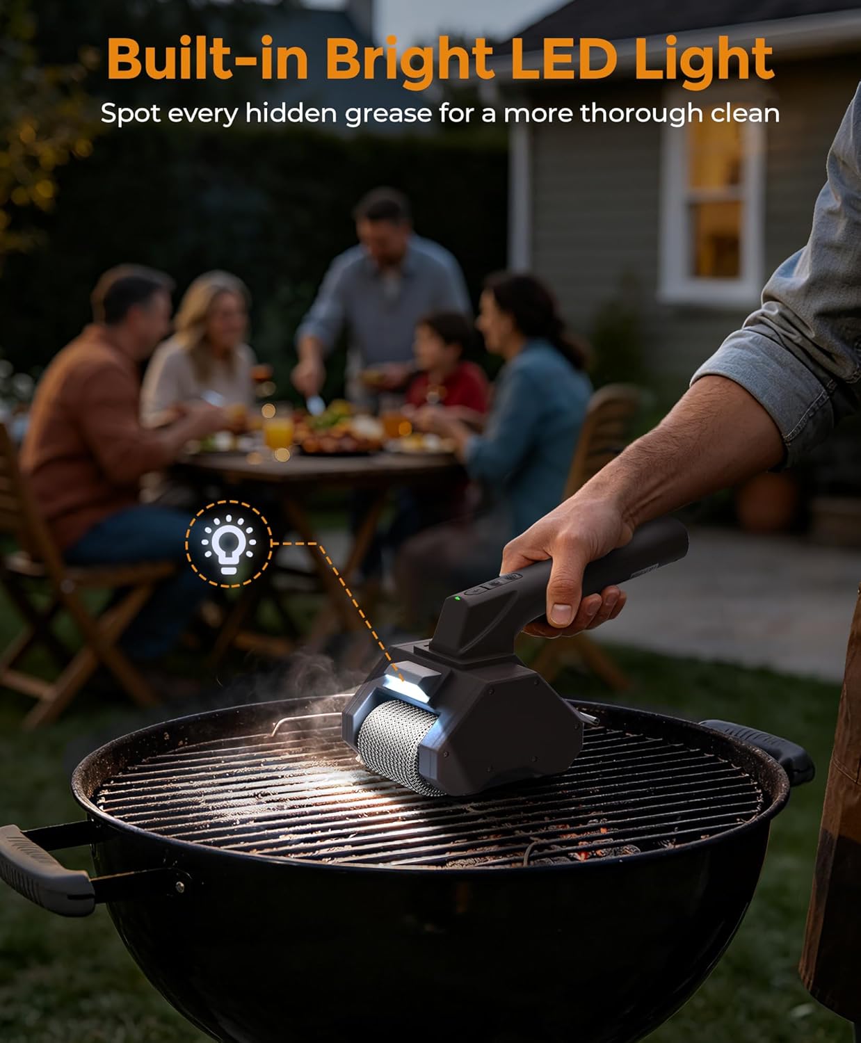Electric Grill Brush for Outdoor Grill, Dual Roller BBQ Grill Cleaner | 2-Speed, Bristle Free Cordless Grill Tools, 2 Modes, 150Mins Runtime & LED Light for Camping Backyard Barbecue, Gifts for Men