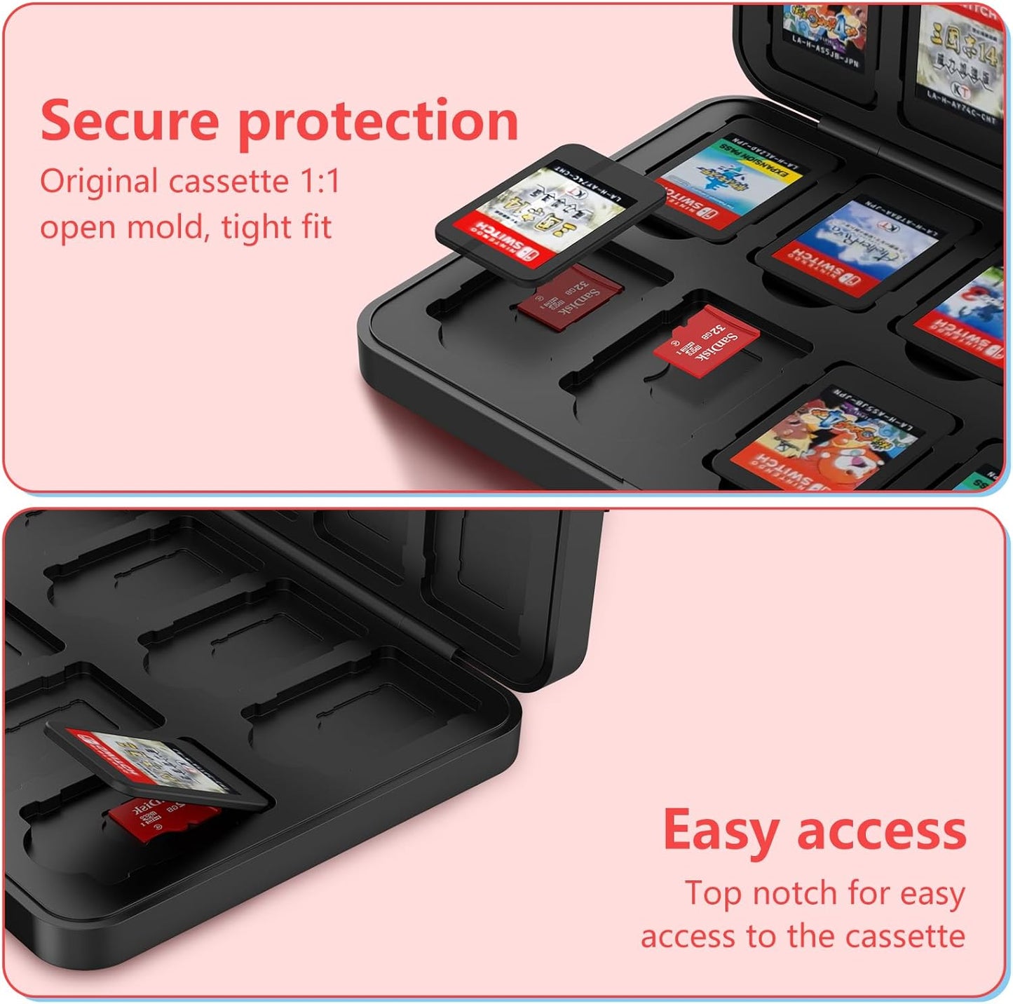 GeeRic 24 Slot Game Card Storage Case Compatible with Switch, Portable Game Card Storage Cartridge with Switch, Games Cartridges & Slot