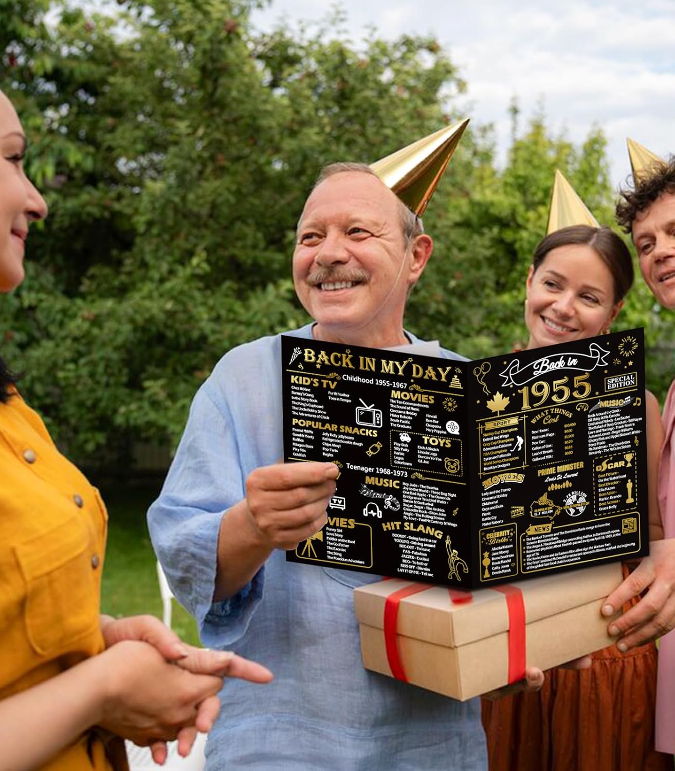 50th Birthday Card, Jumbo CANADA 25x20cm Back in 1975, Gilding Happy 50th Birthday Decoration for Woman, Men, Funny 50 Birthday Gifts for Wife, Husband, Him, Her, Mom